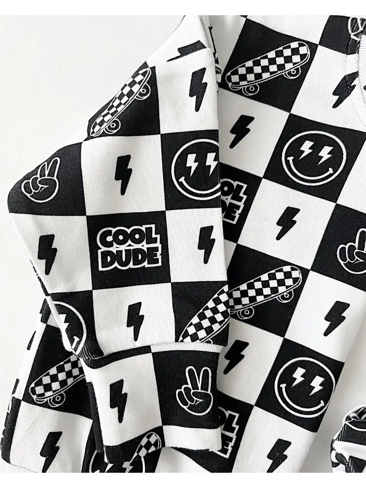 Cool Dude Jogger Set – Black & White Checker