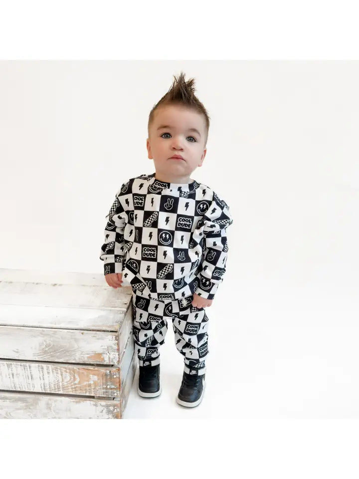 Cool Dude Jogger Set – Black & White Checker