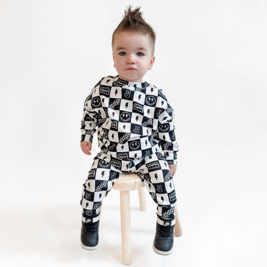 Cool Dude Jogger Set – Black & White Checker