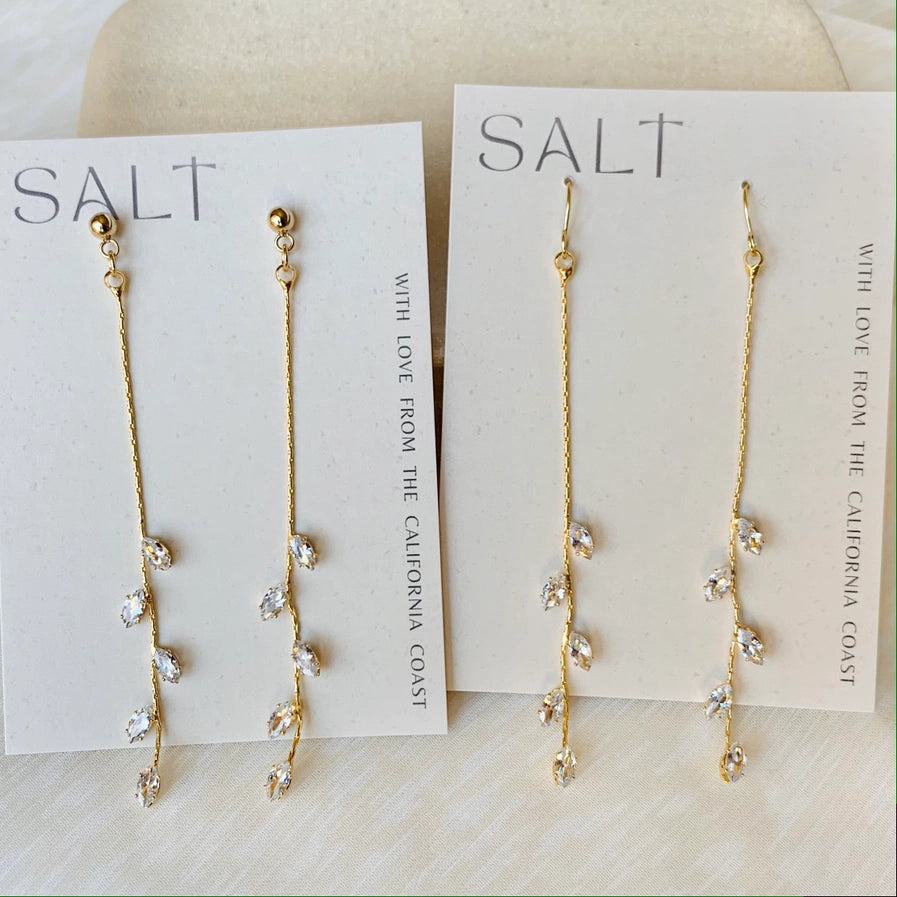 Gracie Dangles – Gold | Dainty Vine Earrings | Bridal Chic