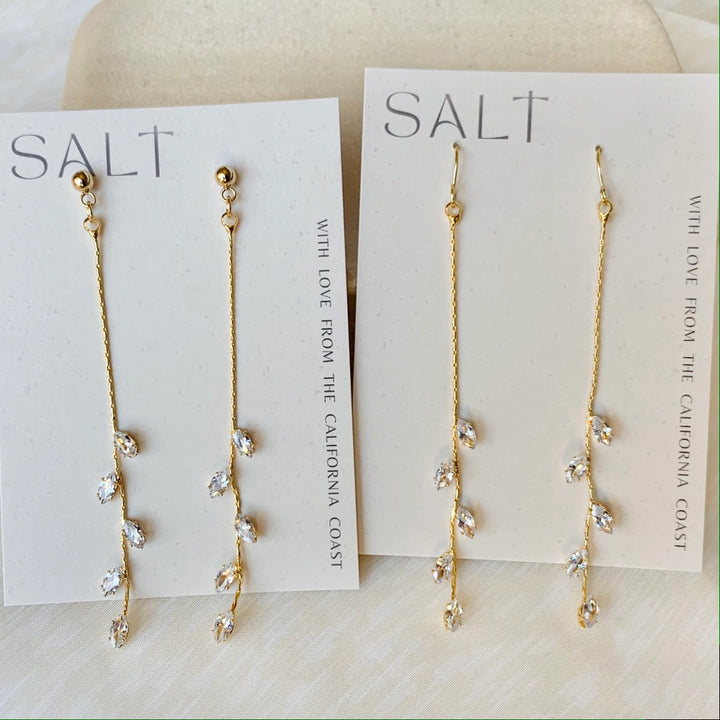Gracie Dangles – Gold | Dainty Vine Earrings | Bridal Chic