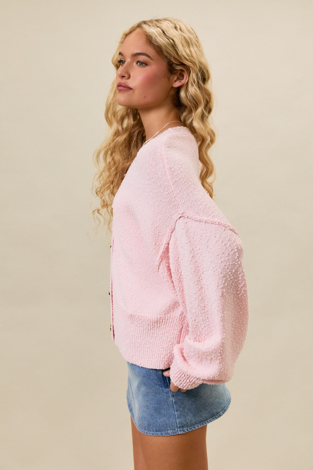 Dropped Shoulder Cropped Cardigan