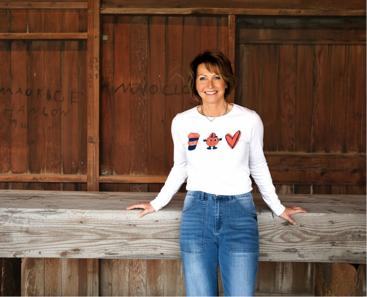 Coffee Otto Heart Micro Rib Long Sleeve Baby Tee