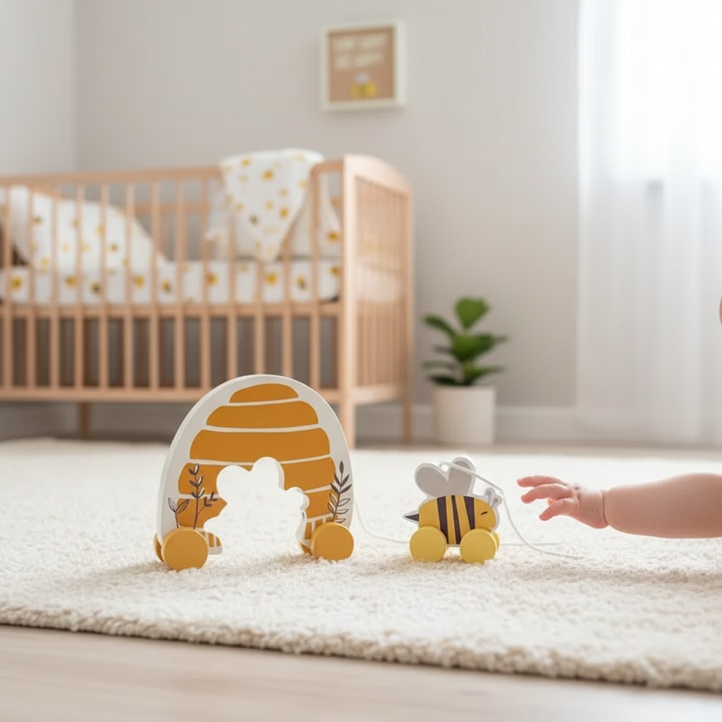 Skep & Bee Pull Toy | Wooden Pull-Along Toy