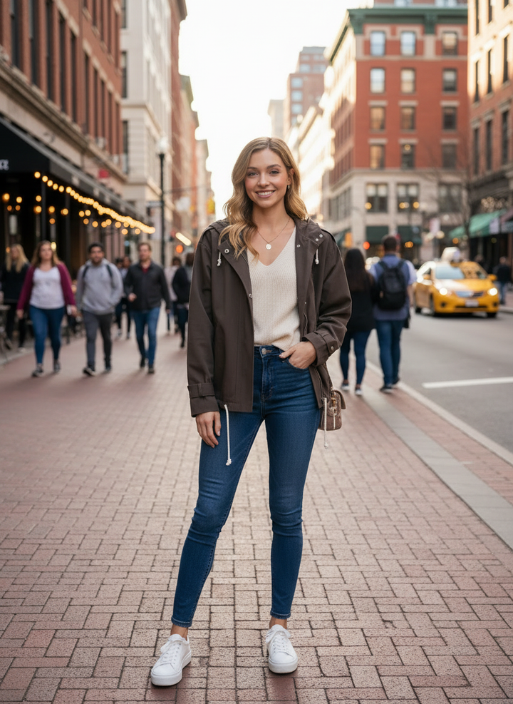 Drawstring Hooded Utility Jacket