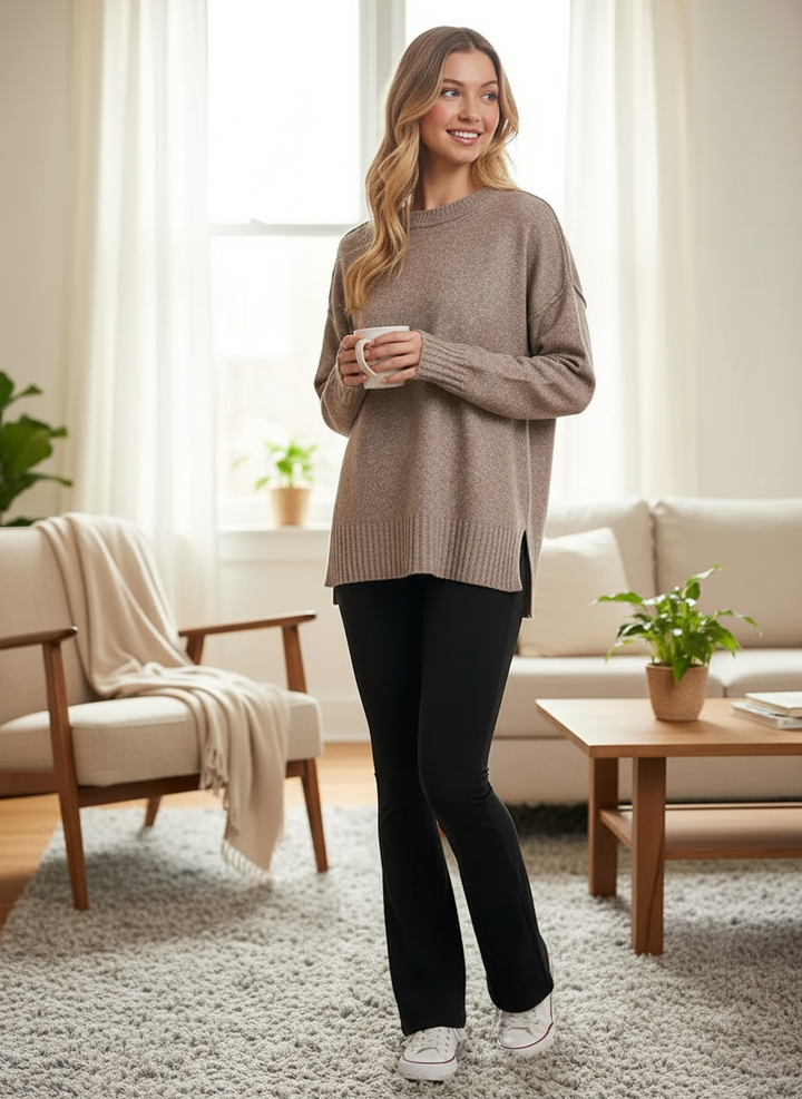 Cozy Crew Knit Pullover – Latte