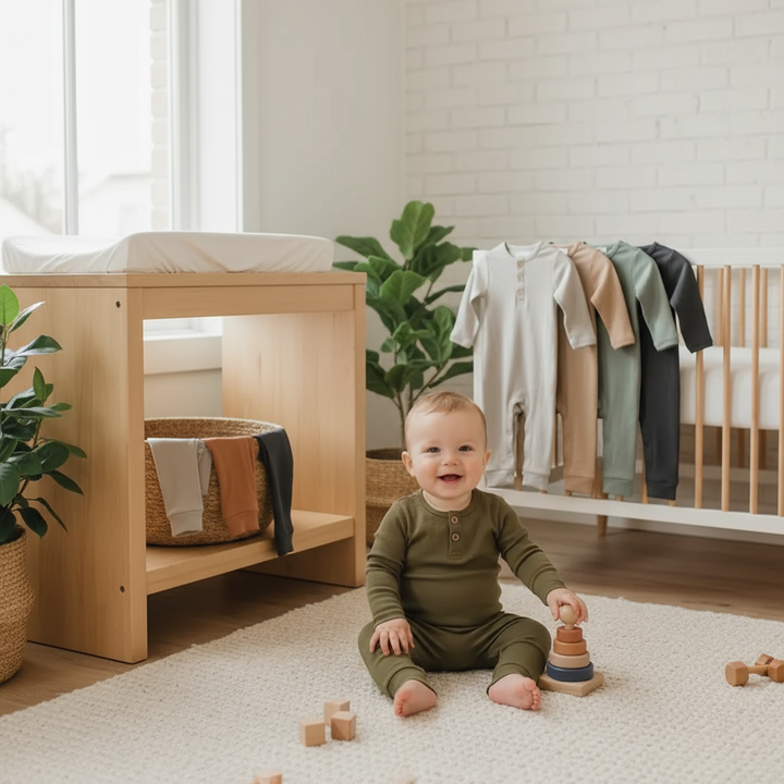 Organic Cotton Button Baby Romper