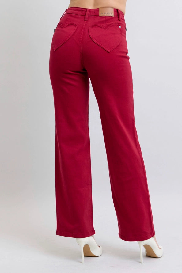 Judy Blue Heart Pocket High-Waisted 90’s Straight Boot Jeans