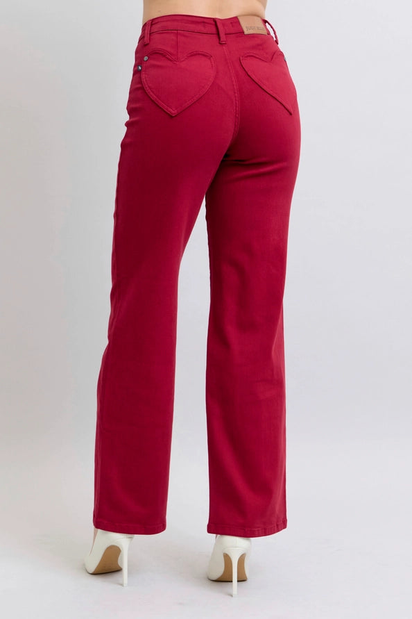 Judy Blue Heart Pocket High-Waisted 90’s Straight Boot Jeans
