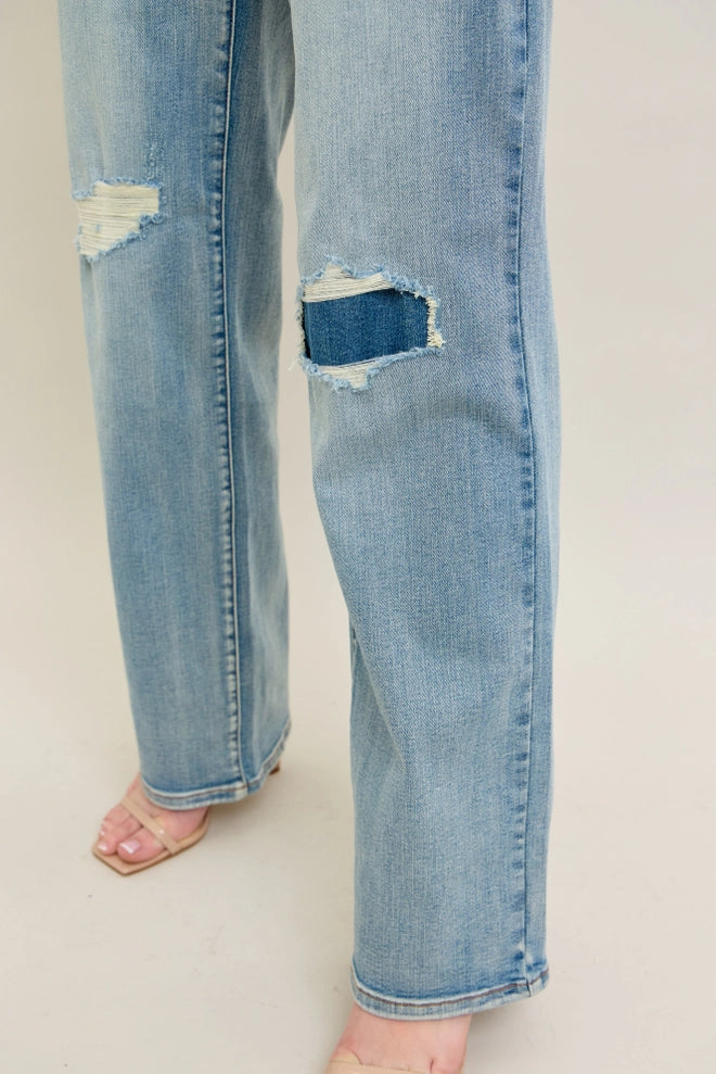 Judy Blue High-Waisted Distressed Straight Boot Jeans