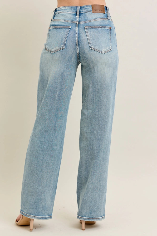 Judy Blue High-Waisted Distressed Straight Boot Jeans