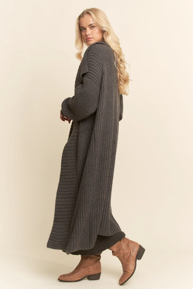 Ribbed Texture Cardigan & Maxi Dress Matching Set