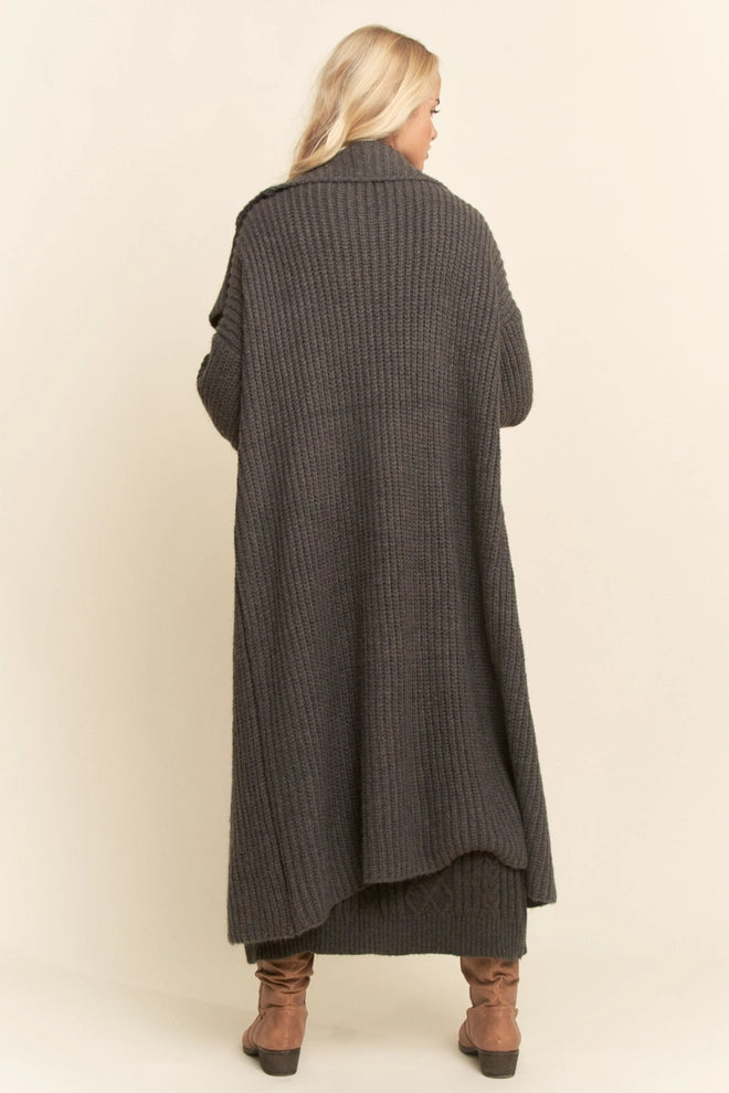 Ribbed Texture Cardigan & Maxi Dress Matching Set