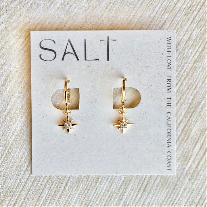 Starburst Huggie Hoops – Gold | Star Charm Earrings