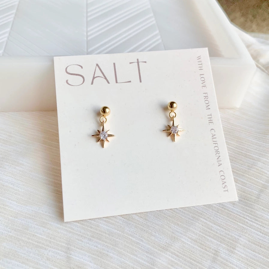 Starburst Stud Dangles – Gold | North Star Charm Earrings