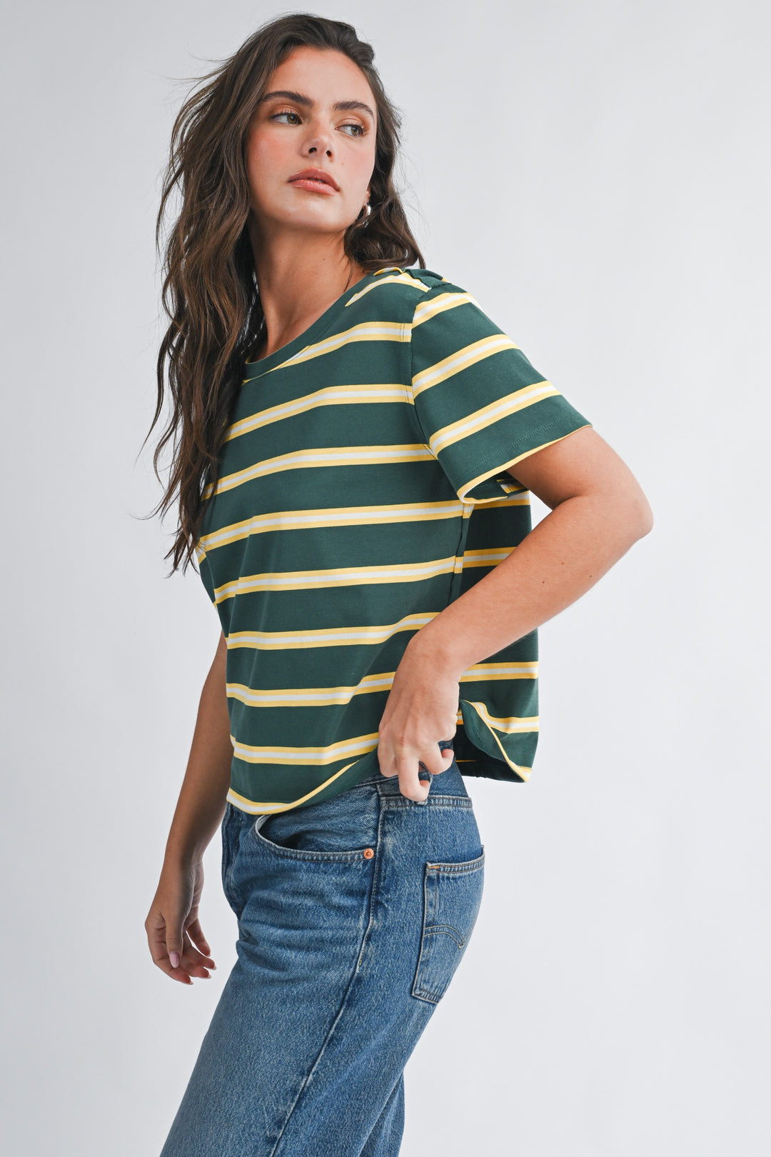 Striped Boxy Short Sleeve Tee