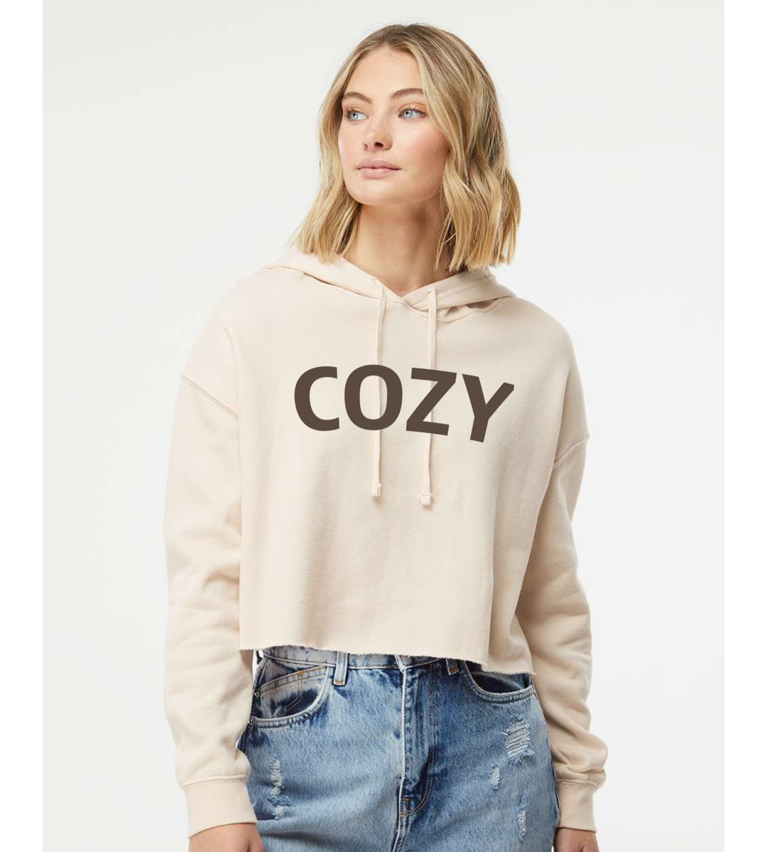 COZY Graphic Crop Hoodie | Independent Trading Co. Women’s Lightweight Cropped Sweatshirt