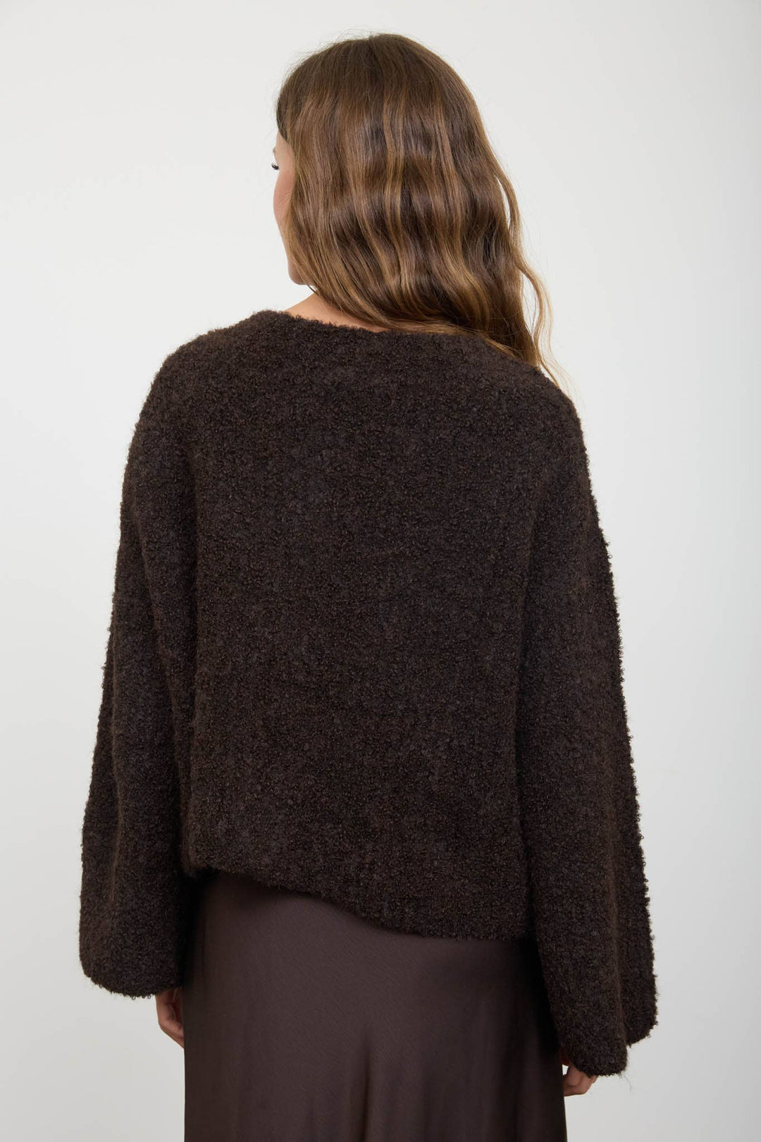 FUZZY KNIT BUTTON DOWN BOXY CARDIGAN SWEATER