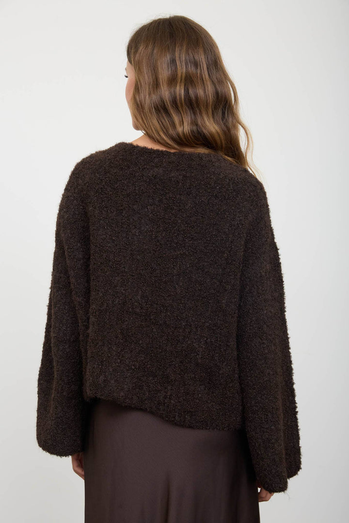 FUZZY KNIT BUTTON DOWN BOXY CARDIGAN SWEATER