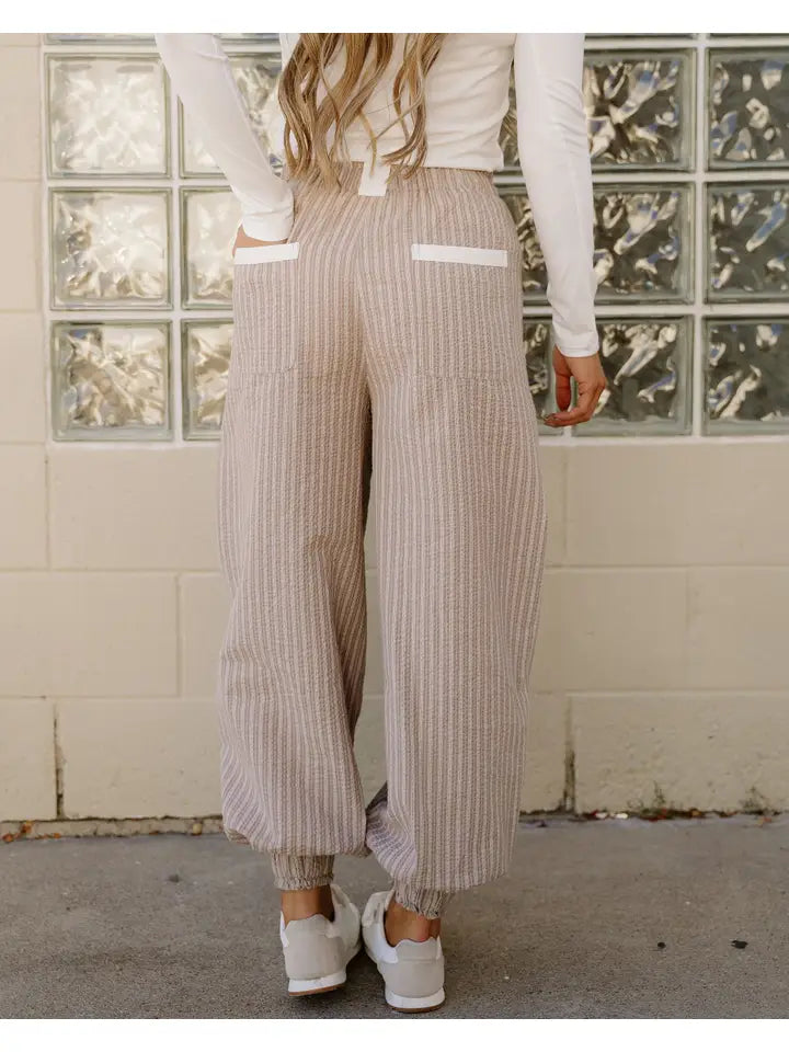 Brown Paisley Lantern Pants | Knot Waist Lounge Pants with Pockets