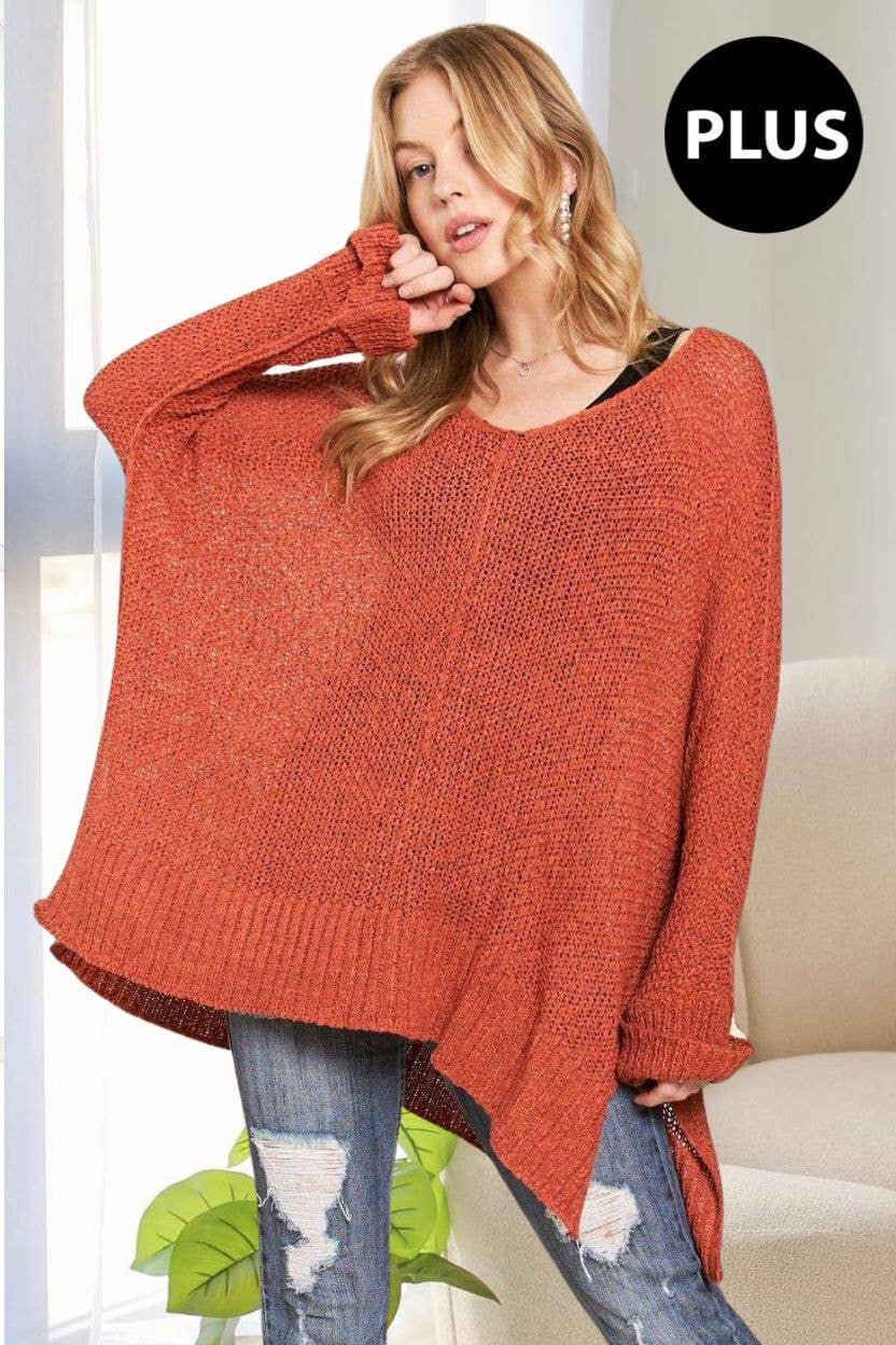 PLUS LOOSE FIT BASIC KNITTED SWEATER -CESW1922X
