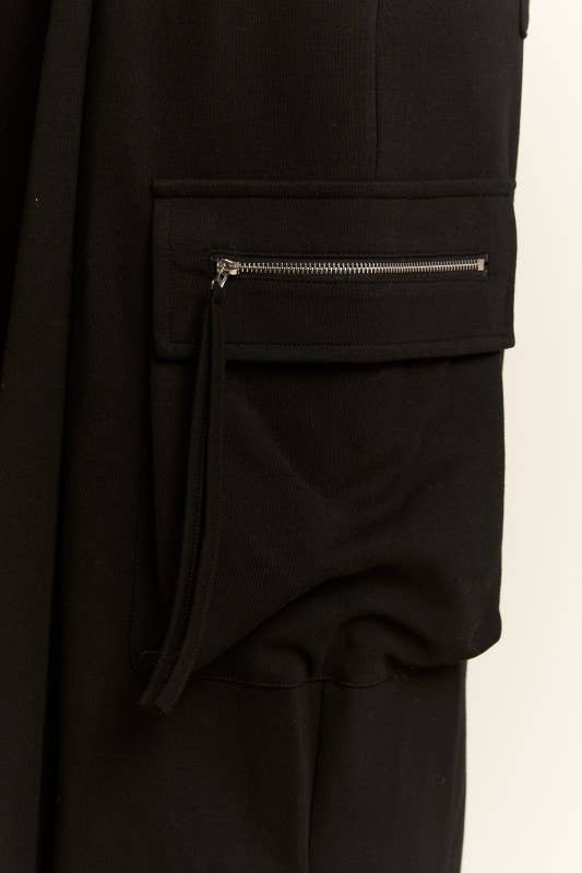 PLUS SIZE SOLID WIDE LEG CARGO PANTS