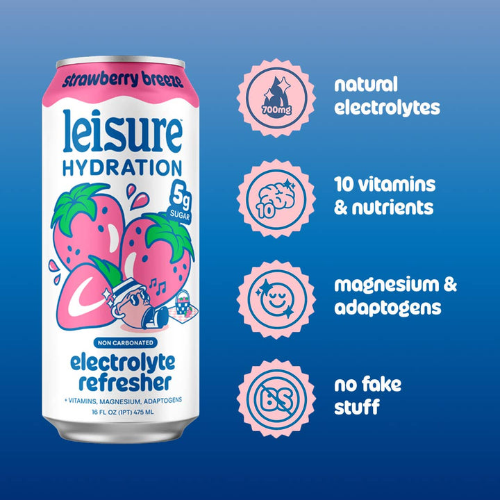 Leisure Hydration Electrolyte Strawberry Breeze (16 x 12oz)