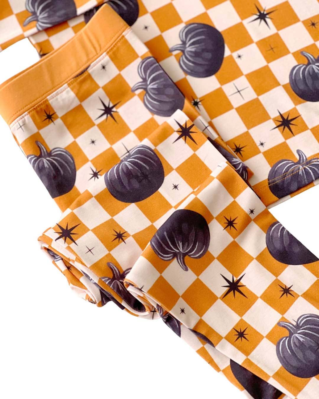 Bamboo Kids Two Piece Outfit | Checkered Pumpkin