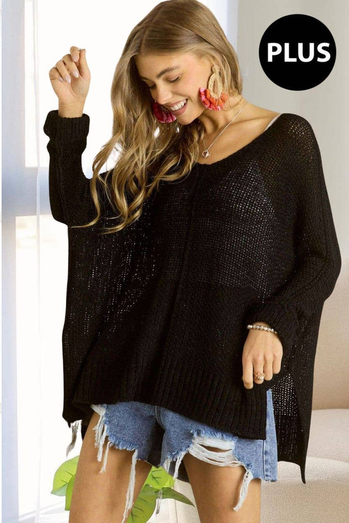 PLUS LOOSE FIT BASIC KNITTED SWEATER -CESW1922X