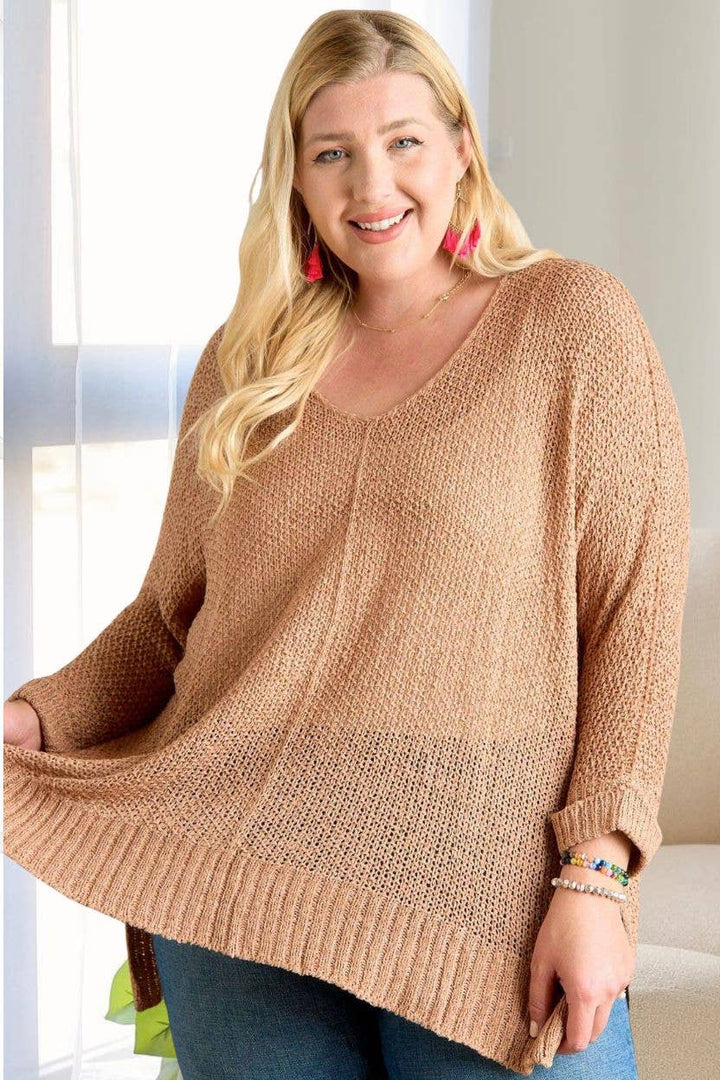 PLUS LOOSE FIT BASIC KNITTED SWEATER -CESW1922X