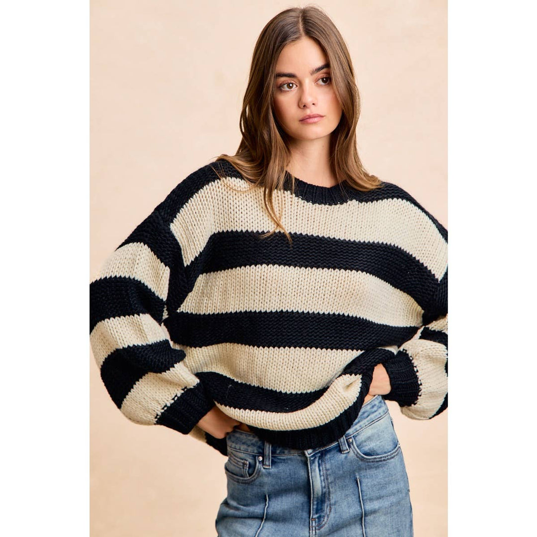 STRIPE CHUNKY SWEATER TOP