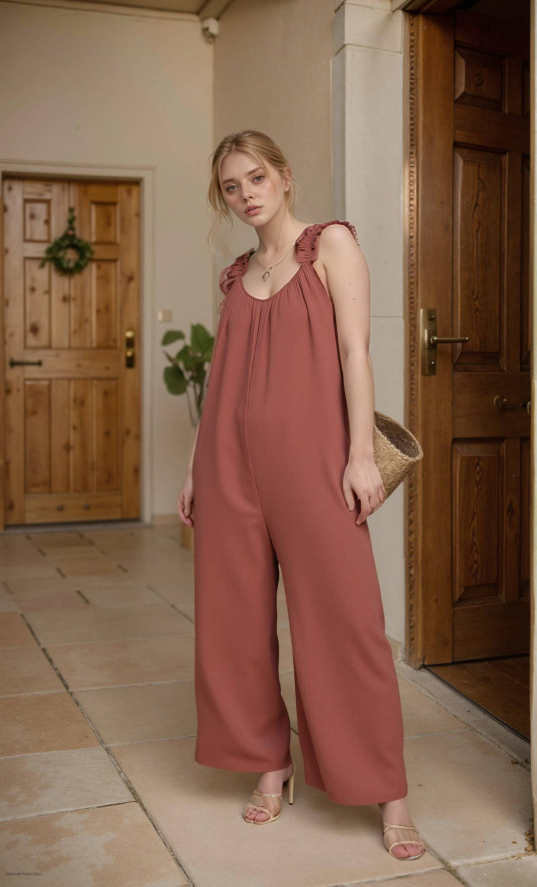 ELASTIC RUFFLE PLUS JUMPSUIT - AJP17037X