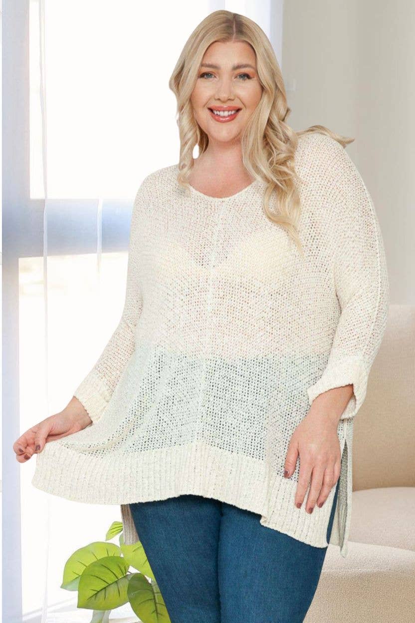 PLUS LOOSE FIT BASIC KNITTED SWEATER -CESW1922X