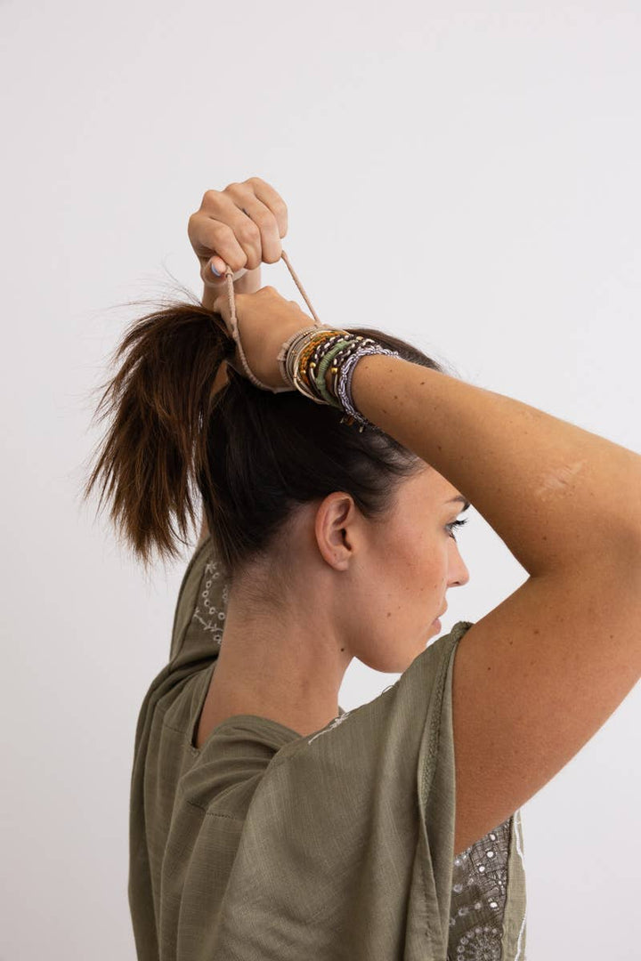 Retro Bohemian Stackable Hair Tie Bracelet Set ☮️