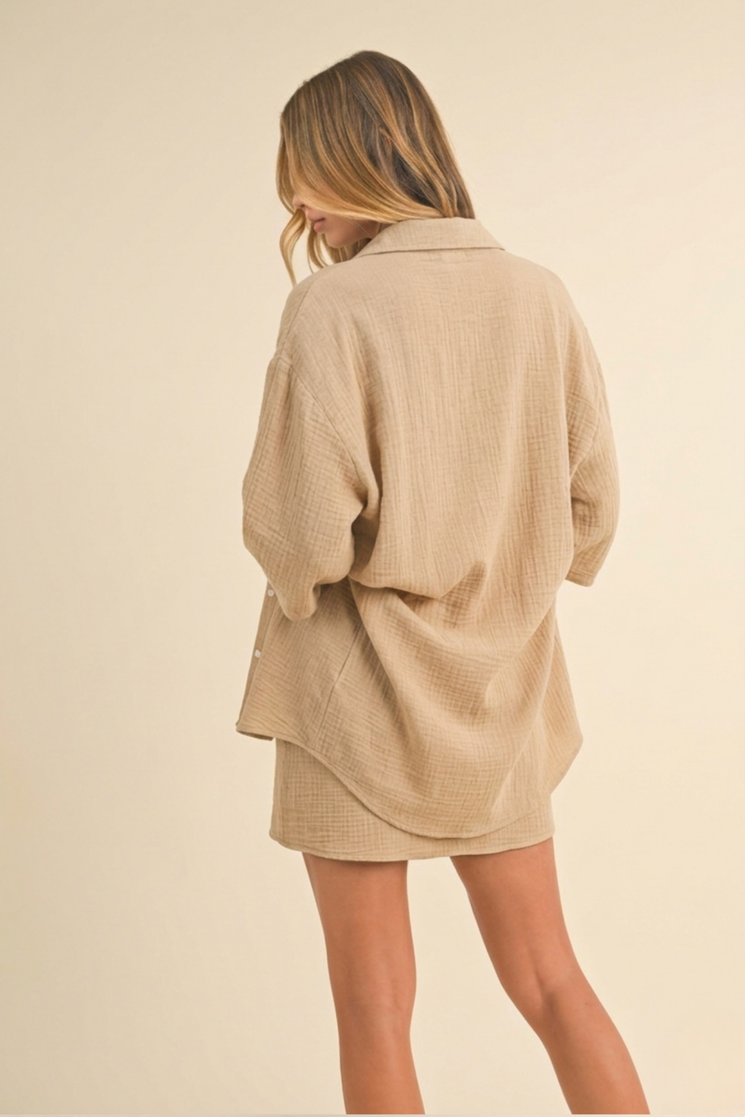 LINEN MINI DRESS AND BUTTON DOWN SHIRT SET