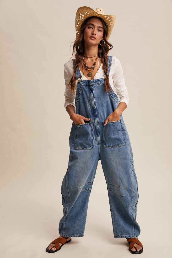 Western Wide-Leg Denim Overalls LRP0336