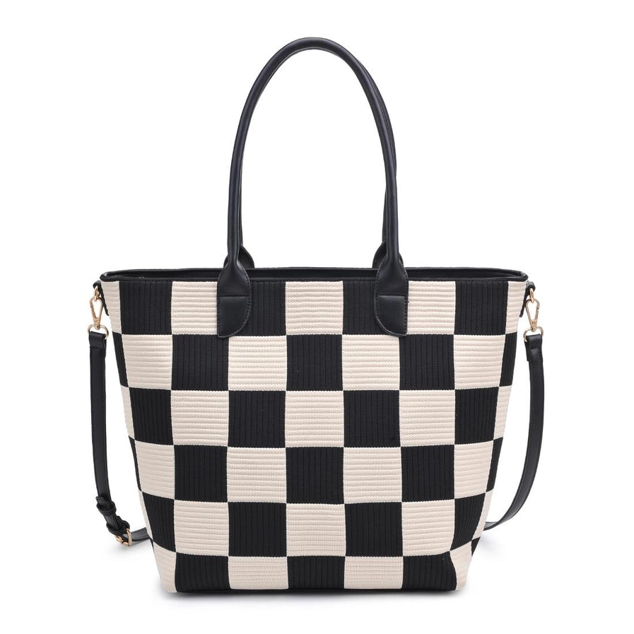 Betty Checkerboard Tote – Black & Cream