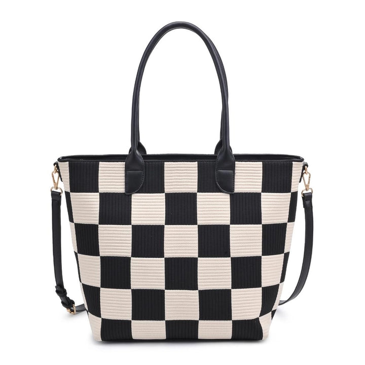 Betty Checkerboard Tote – Black & Cream