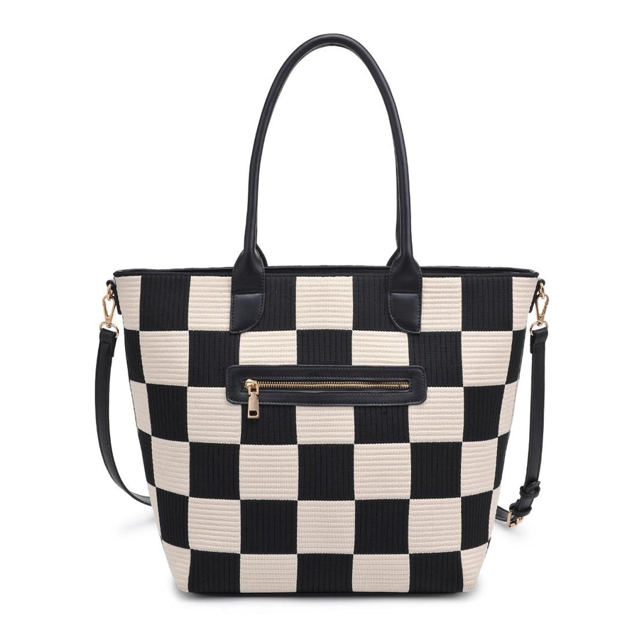 Betty Checkerboard Tote – Black & Cream