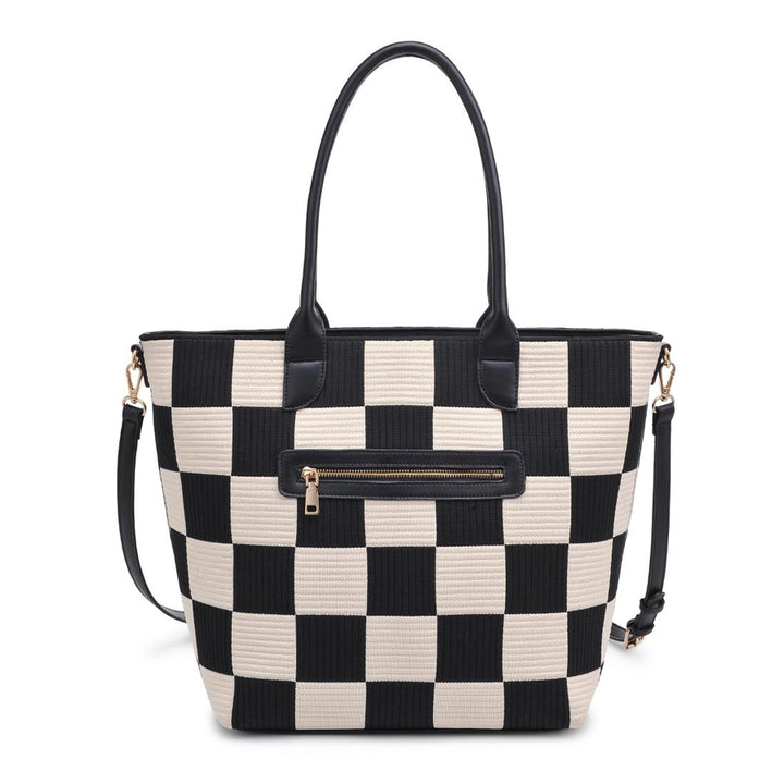 Betty Checkerboard Tote – Black & Cream