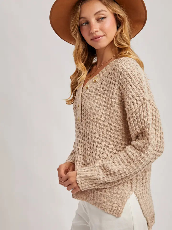 Thermal Henley Sweater Top