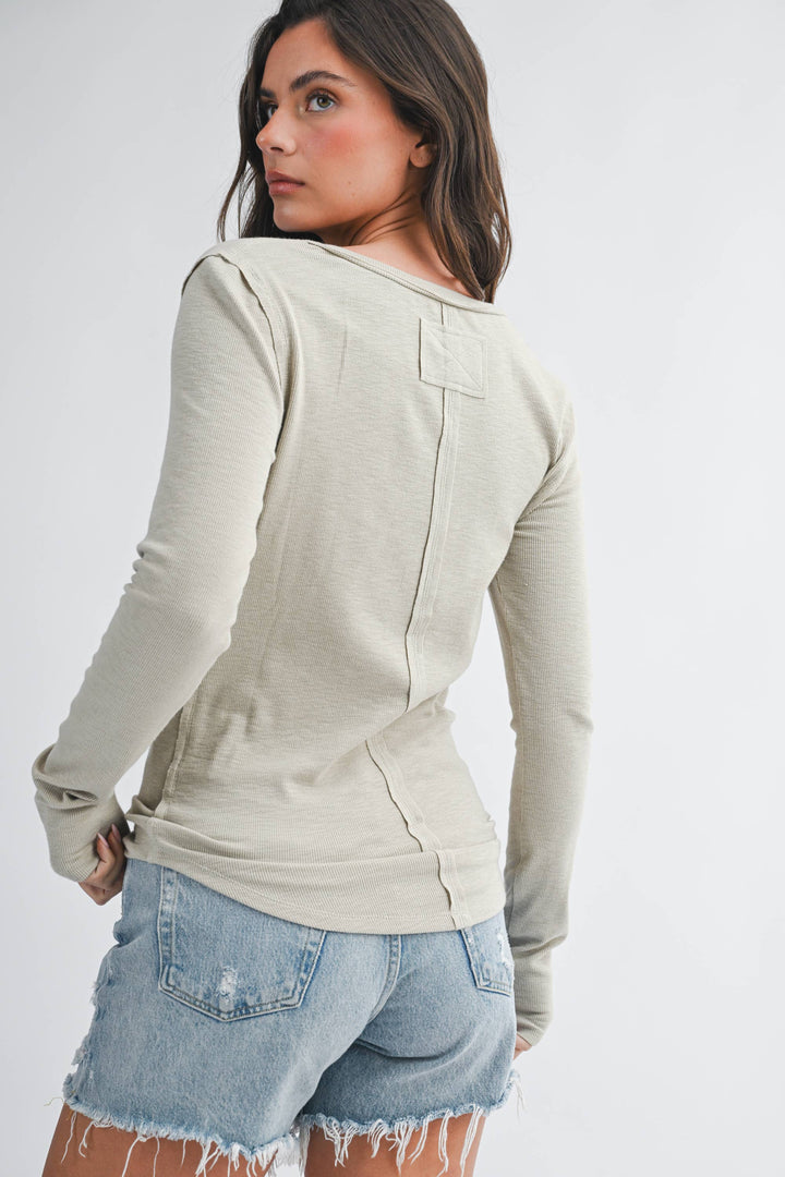 8630HK Henley Long Sleeve Top