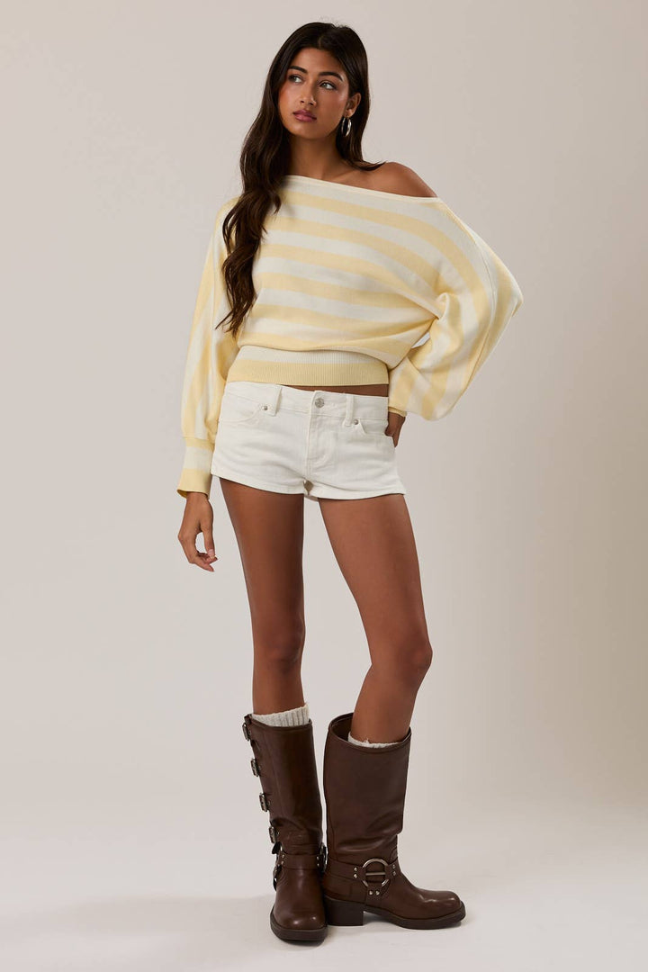 BOAT NECK DOLMAN SLEEVE SWEATER TOP