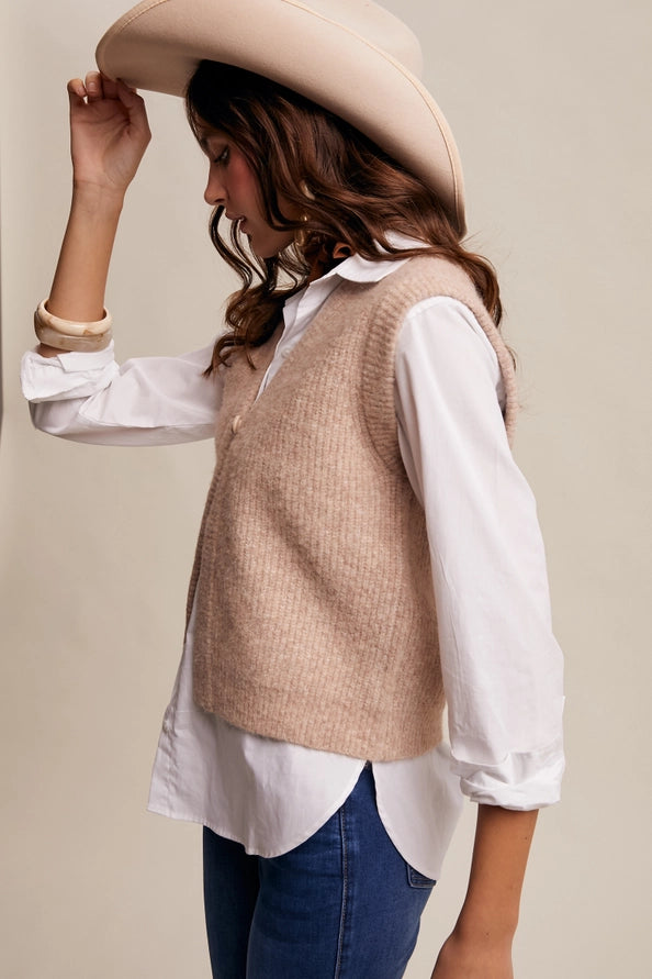 Cozy Knit Button Vest