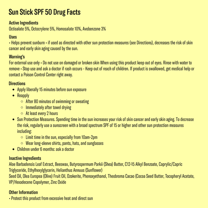 Bask SPF 50 Fragrance Free Suncreen Stick - Face & Lip Balm