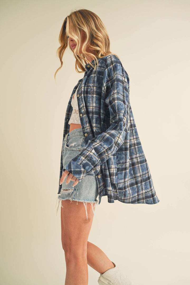 8323DN Laura Plaid Washed Flannel Shirt