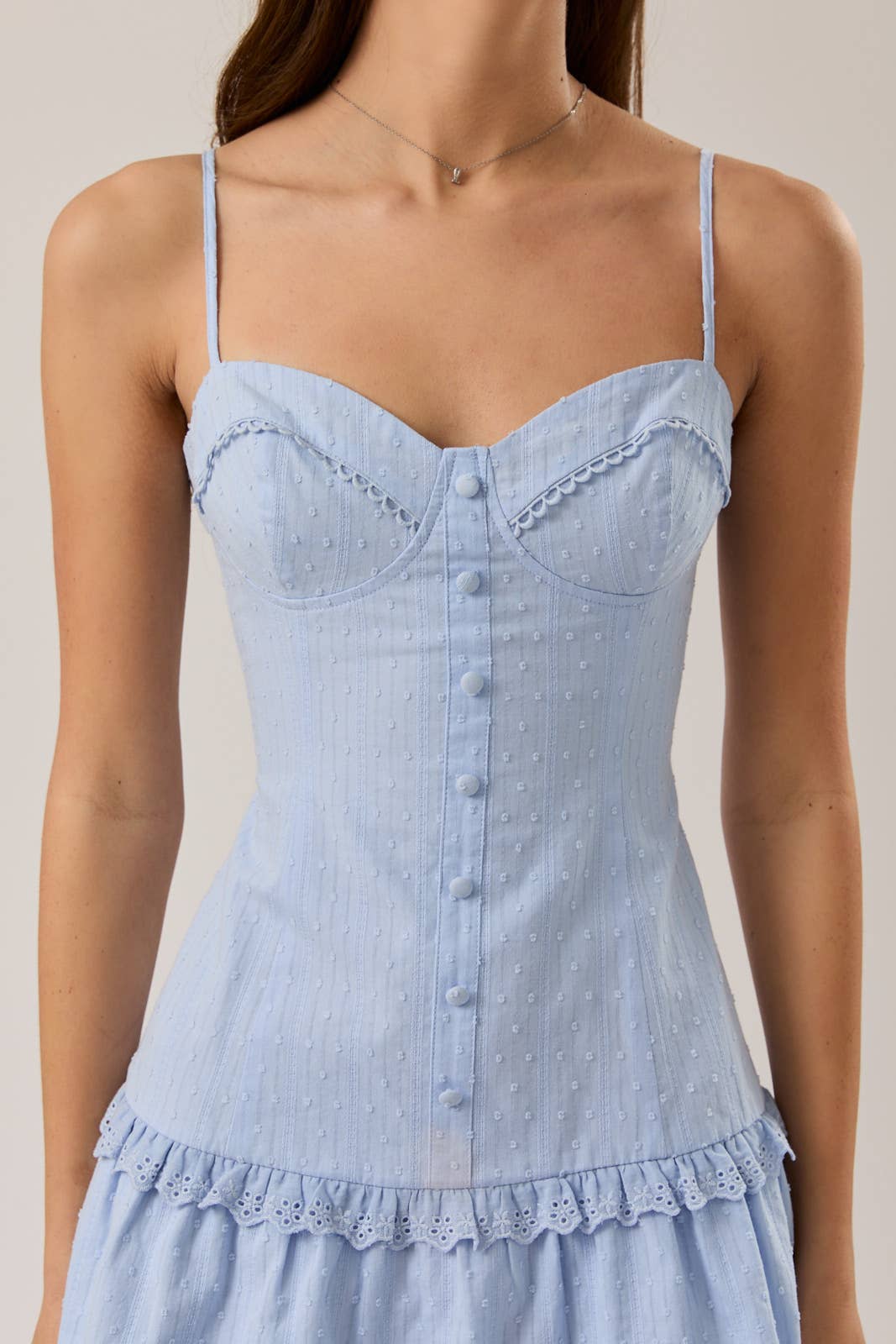 DROP WAIST COTTON EYELET MINI DRESS