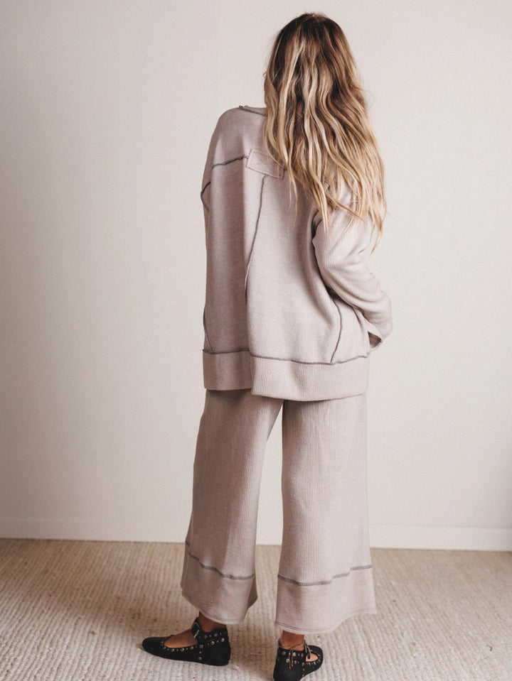 Mckayla Cozy Set – Taupe | Oversized Ribbed Lounge Set