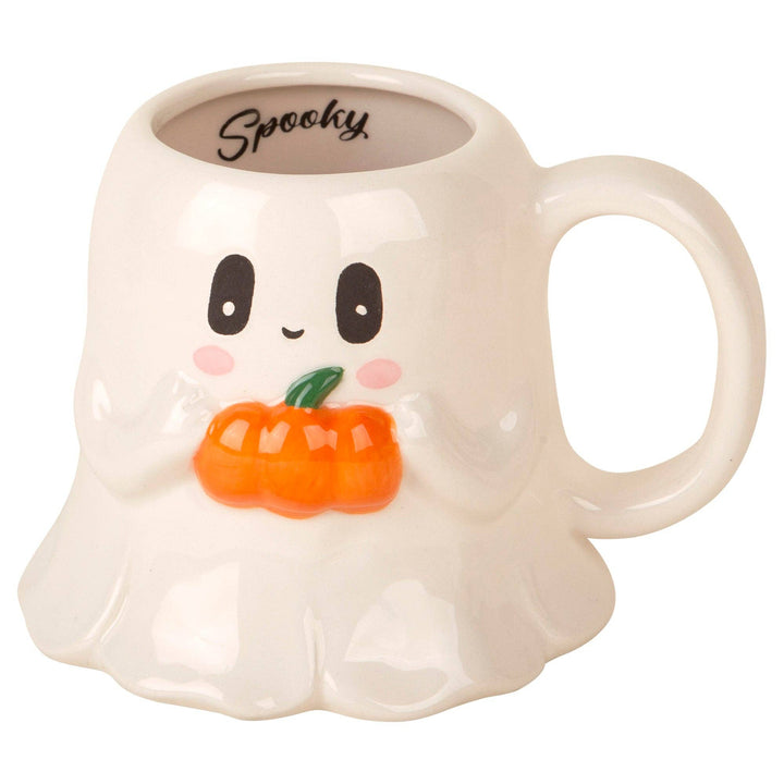18oz Figural Ghost Holding A Pumpkin W-Spook Inside Hit Mug