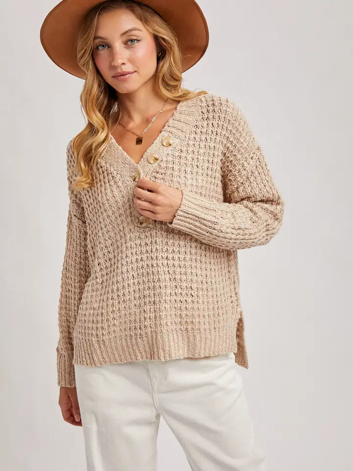 Thermal Henley Sweater Top